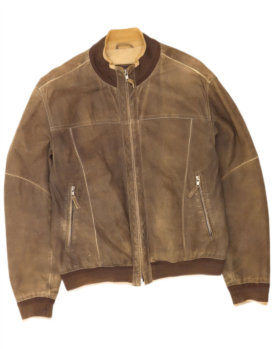 Gimo's Chaqueta Bomber de Cuero para Hombre UK 40 Large Brown