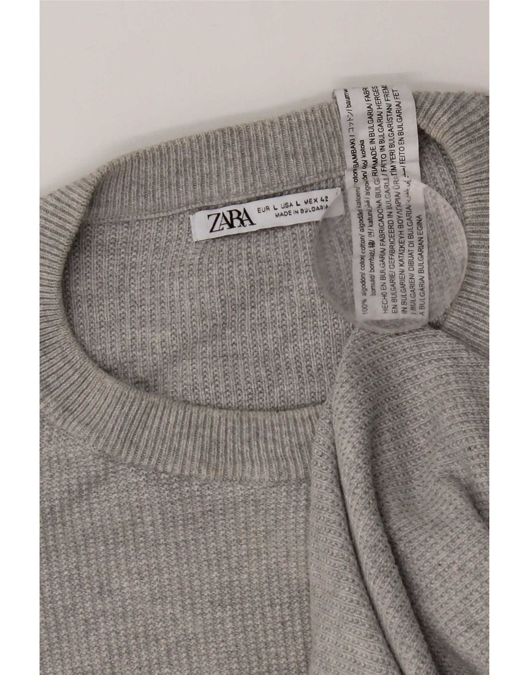 Zara Hombre Jersey De Cuello Redondo Jersey Grande Gris