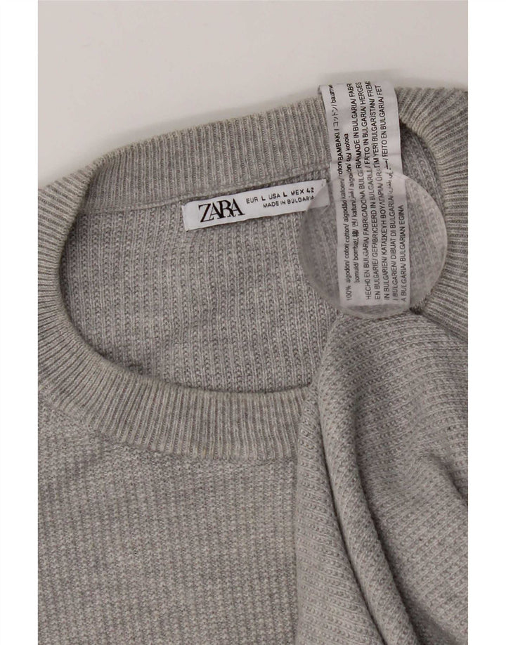 Zara Hombre Jersey De Cuello Redondo Jersey Grande Gris