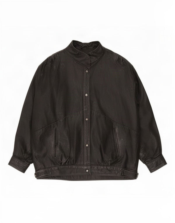 John Paterson Chaqueta de cuero holgada para mujer UK 40 XL Negro