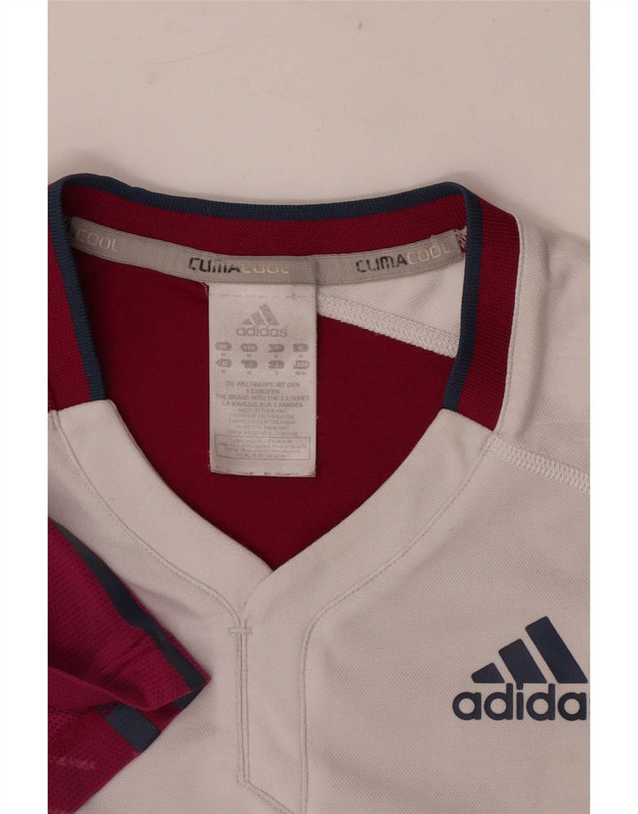 Adidas Hombre Climacool Camiseta Top Medio Blanco Colorblock Poliéster
