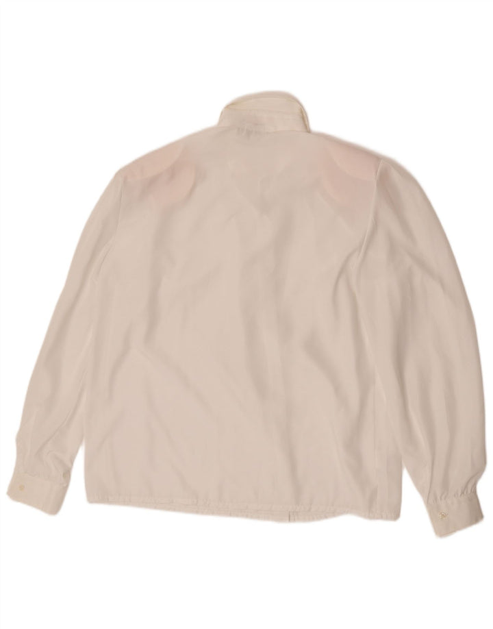 Primavera Firenze Blusa camisera con pajarita para mujer UK 40 XL Poliéster blanco