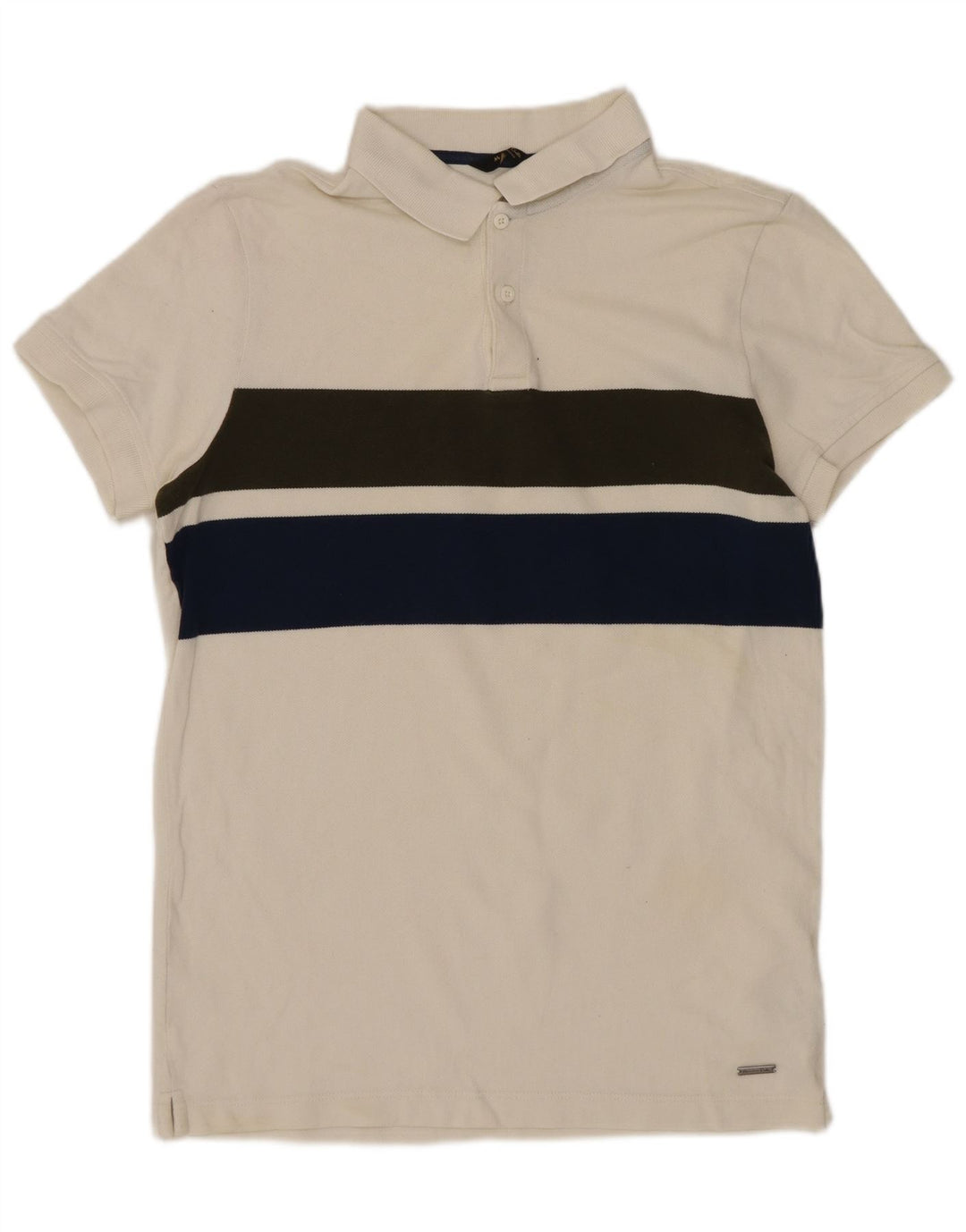 Massimo Dutti Polo Hombre Pequeño Blanco Roto Algodón Colorblock
