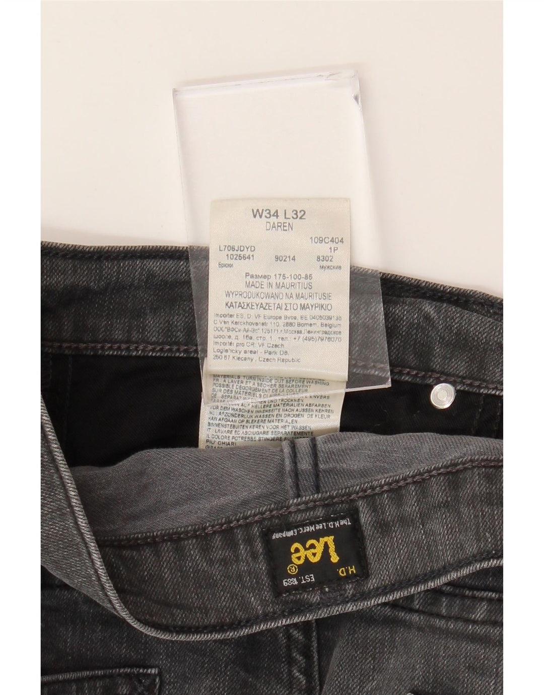 LEE Vaqueros rectos Daren para hombre W34 L32 Algodón gris