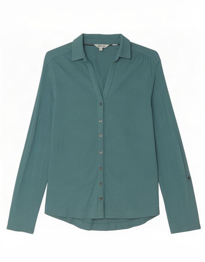 Camisa de mujer White Stuff UK 42 Algodón azul medio