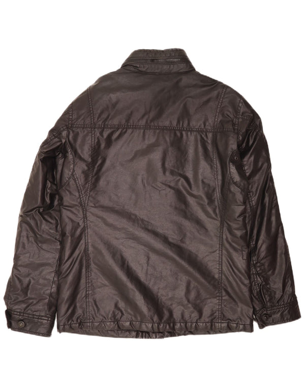 Strellson Chaqueta utilitaria de algodón encerado para hombre IT 50 Large Black Cotton