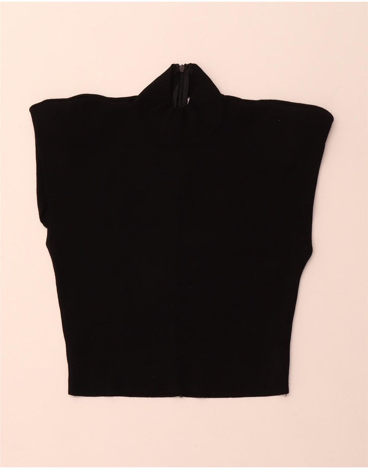 ZARA Mujer Crop Turtle Neck Jumper Sweater UK 40 Medium Negro