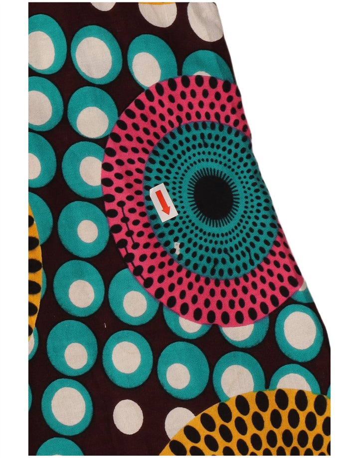 Vintage mujer Sundress Reino Unido 8 pequeño multicolor geométrico