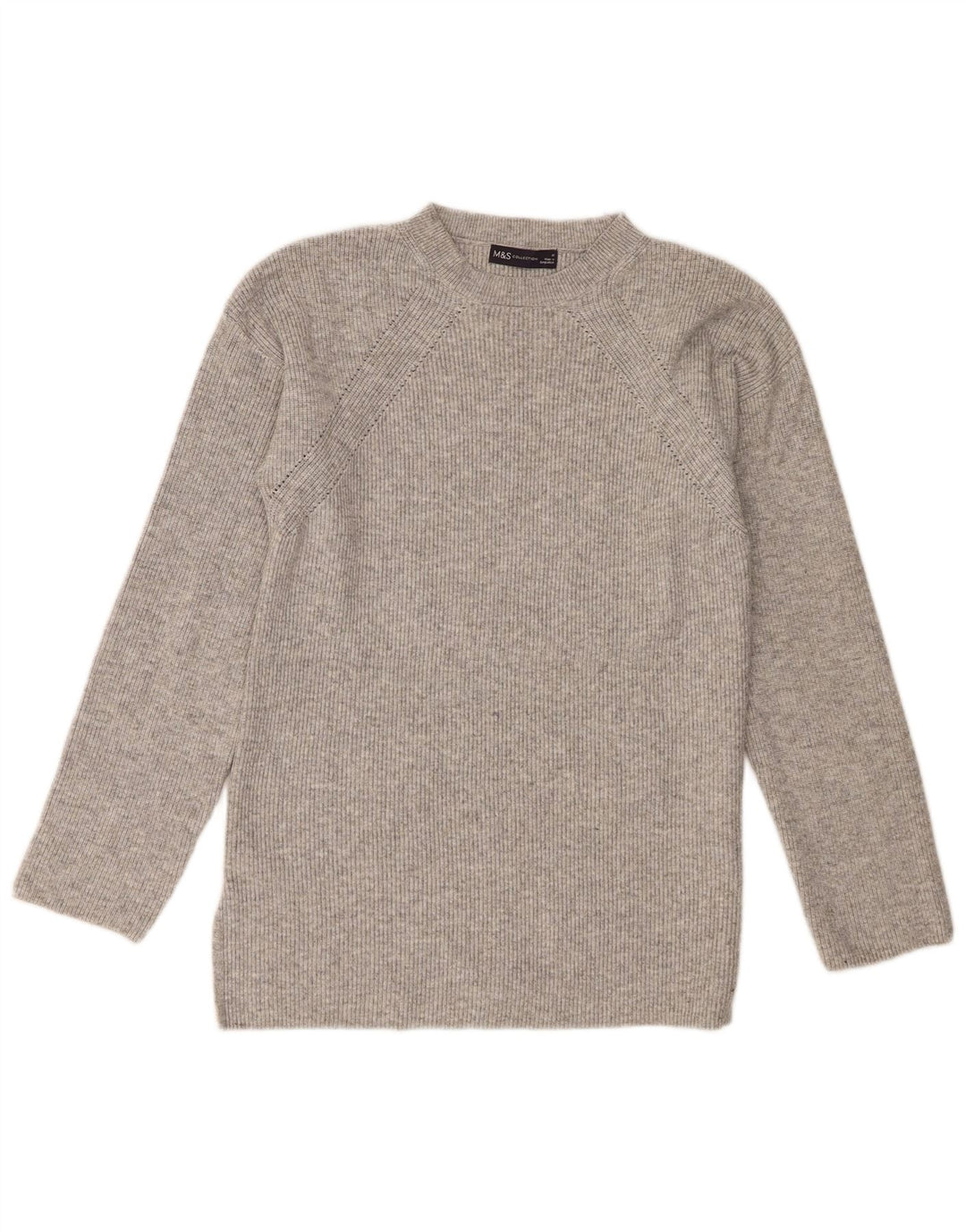 Marks & Spencer - Jersey de cuello redondo para mujer, talla 40, color gris medio moteado