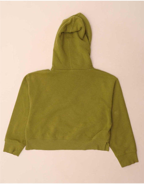 Zara Mujer Crop Sudadera con capucha Jumper UK 14 Medium Khaki Algodón