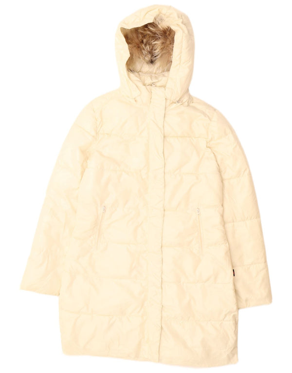 Kappa Abrigo acolchado con capucha para mujer UK 40 Mediano Blanco Roto Poliéster