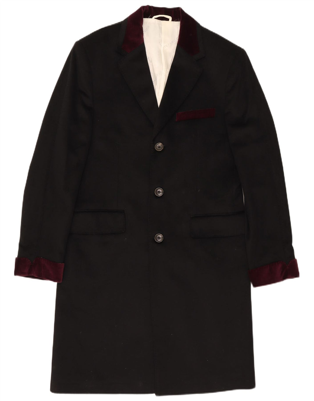Stefano Conti Abrigo para hombre IT 50 Large Black Cashmere