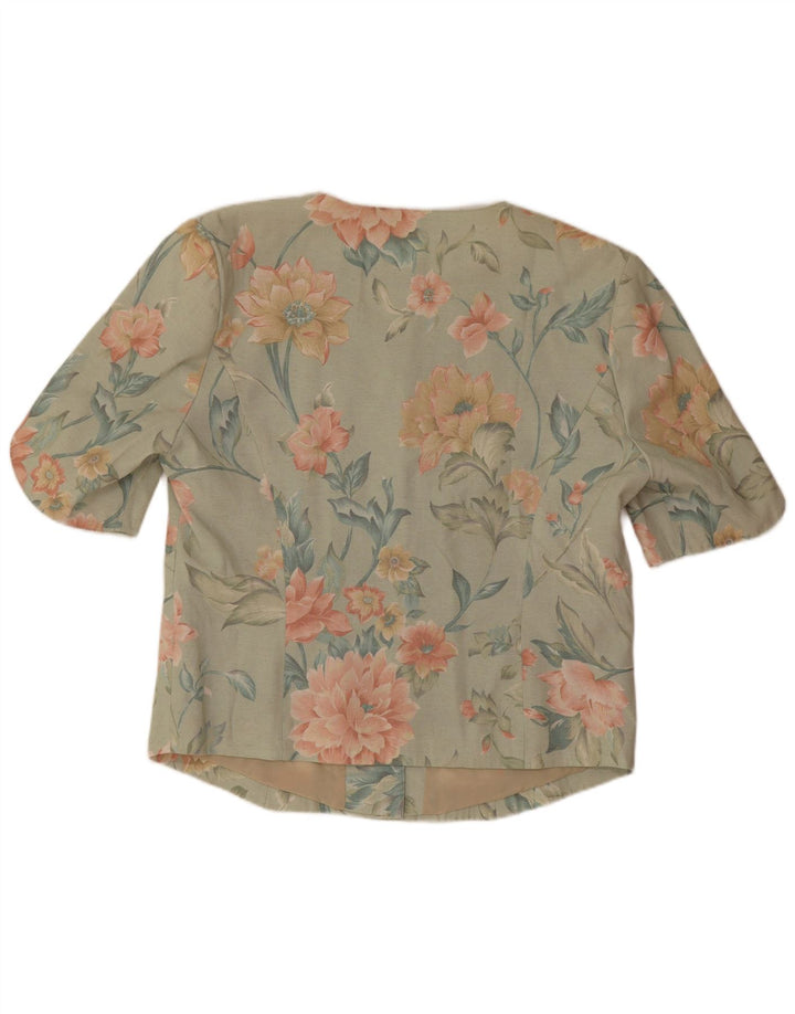 Clover Chaqueta Blazer de Manga Corta con 3 Botones para Mujer UK 40 Verde Medio Floral
