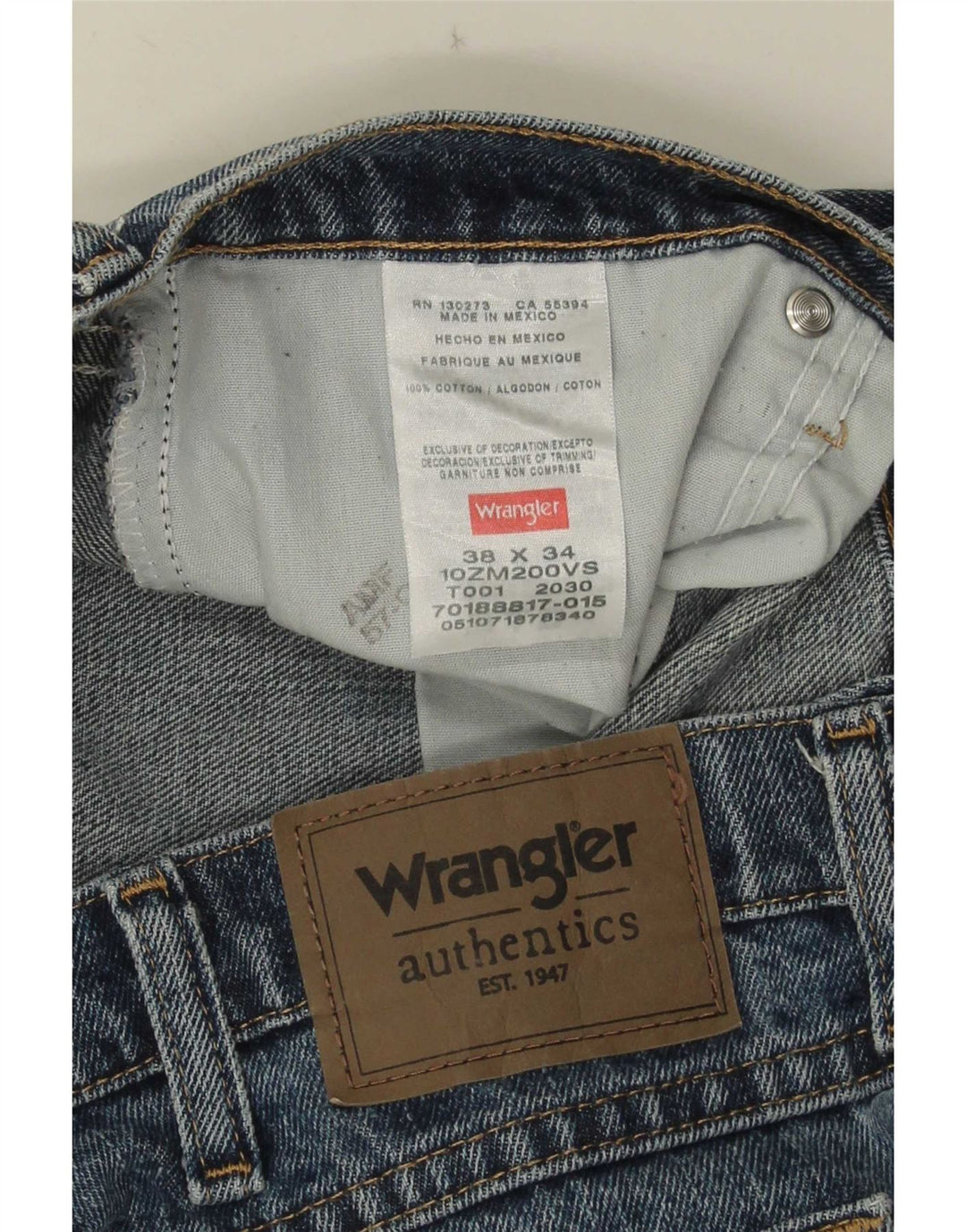 Vaqueros Wrangler Hombre Rectos W38 L34 Algodón Azul
