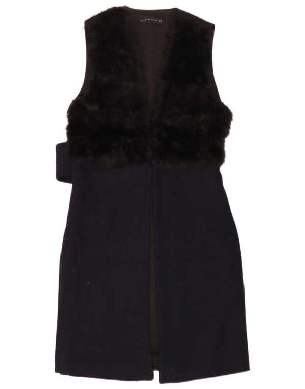 Zara Mujer Vestido Tubo Sin Mangas UK 40 Small Lana Color Block Azul Marino