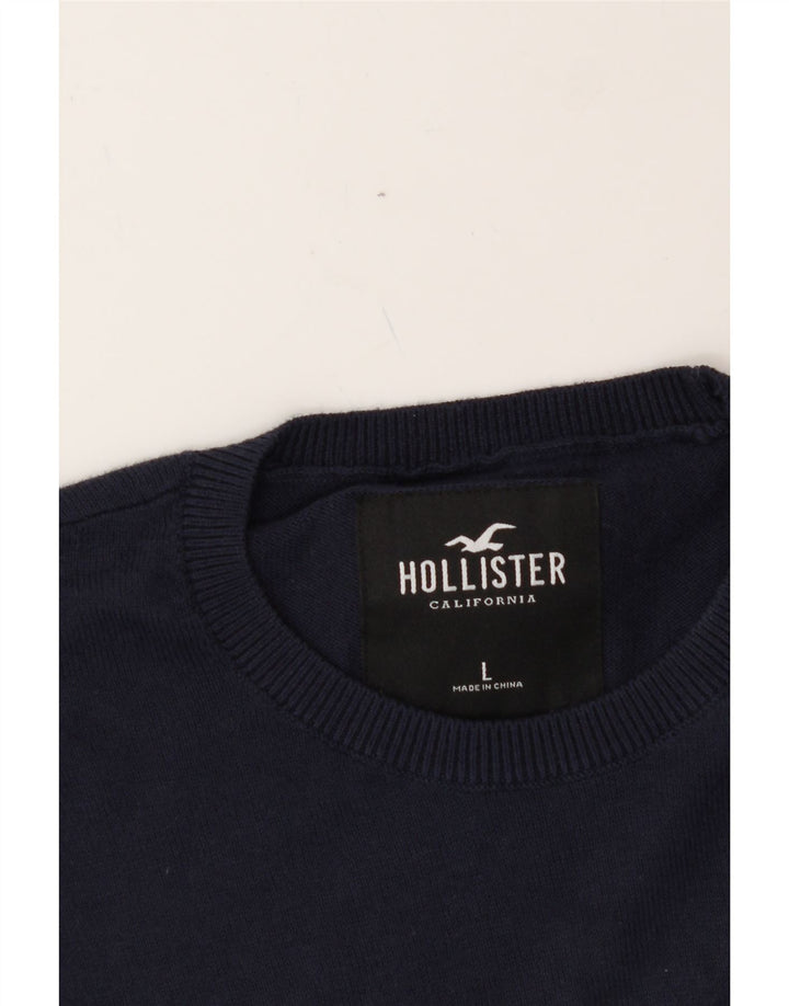 HOLLISTER Mens Crew Neck Jumper Sweater Large Navy Blue Vintage Hollister and Second-Hand Hollister from Messina Hembry 