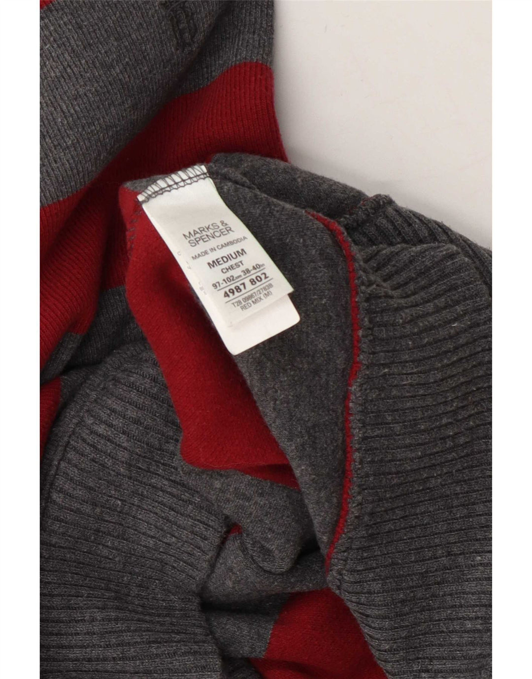 Marks & Spencer Jersey con cuello y cremallera para hombre de algodón a rayas gris medio
