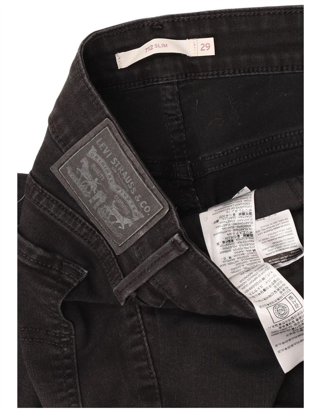 Levi's Mujer 712 Slim Jeans W29 L27 Algodón Negro