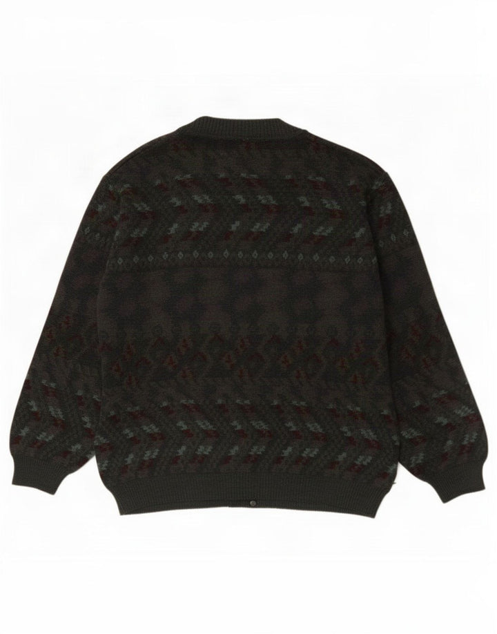 Suéter tipo cárdigan vintage para hombre gris grande