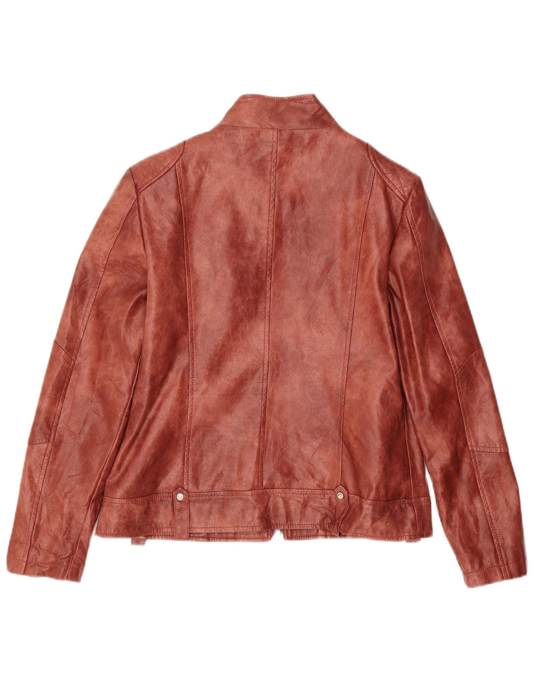 Vintage mujer chaqueta de cuero sintético Reino Unido 10 pequeño poliéster borgoña