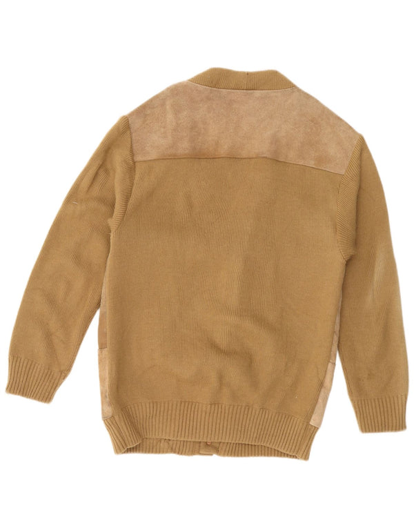 Vintage Mens Cardigan Suéter 2XL Beige