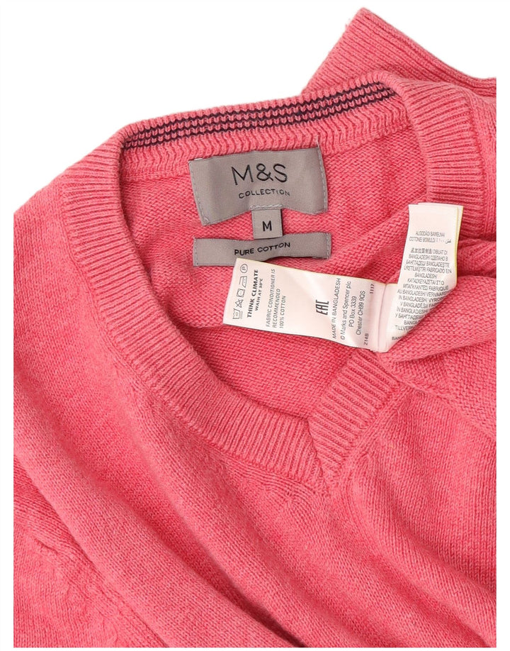 Marks & Spencer Jersey con Cuello en V para Hombre de algodón Rosa Medio