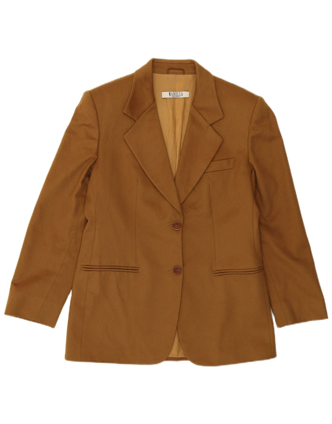 Marella Chaqueta Blazer de 2 Botones para Mujer UK 44 Grande Lana Marrón