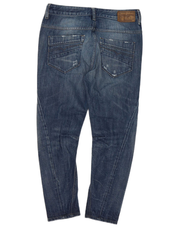 Diesel Mujer Fayza Crop Vaqueros Sueltos Desgastados W26 L23 Algodón Azul