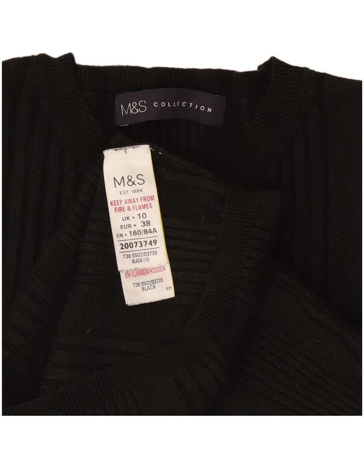 Marks & Spencer Suéter Corto con Cuello Redondo para Mujer UK 10 Small Black