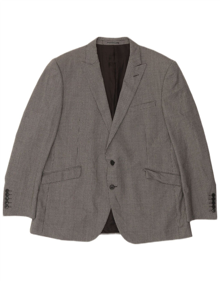 Marks & Spencer Chaqueta tipo blazer de 2 botones para hombre UK 46 3XL Lana de pata de gallo gris