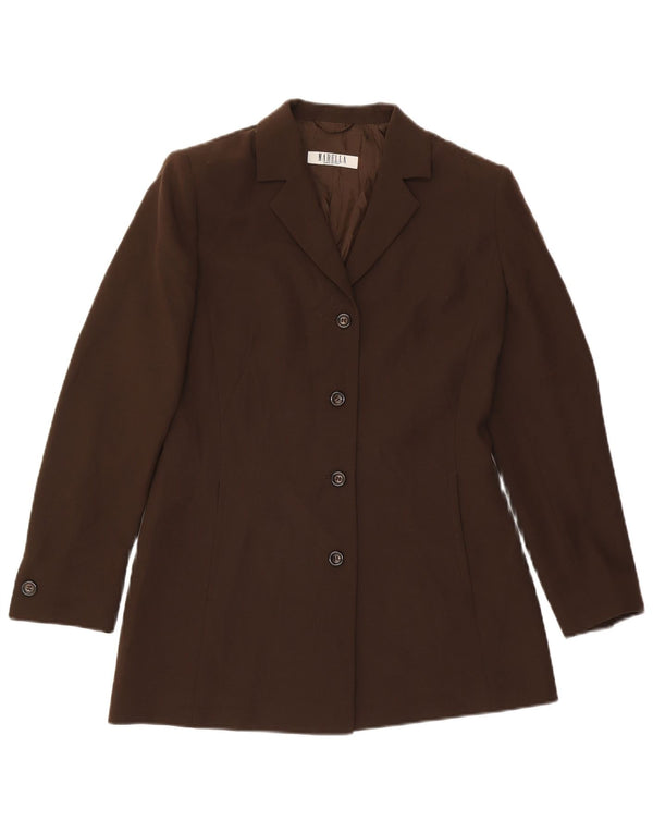 Marella Chaqueta Blazer de 4 Botones para Mujer UK 40 Clásico de Lana marrón Medio