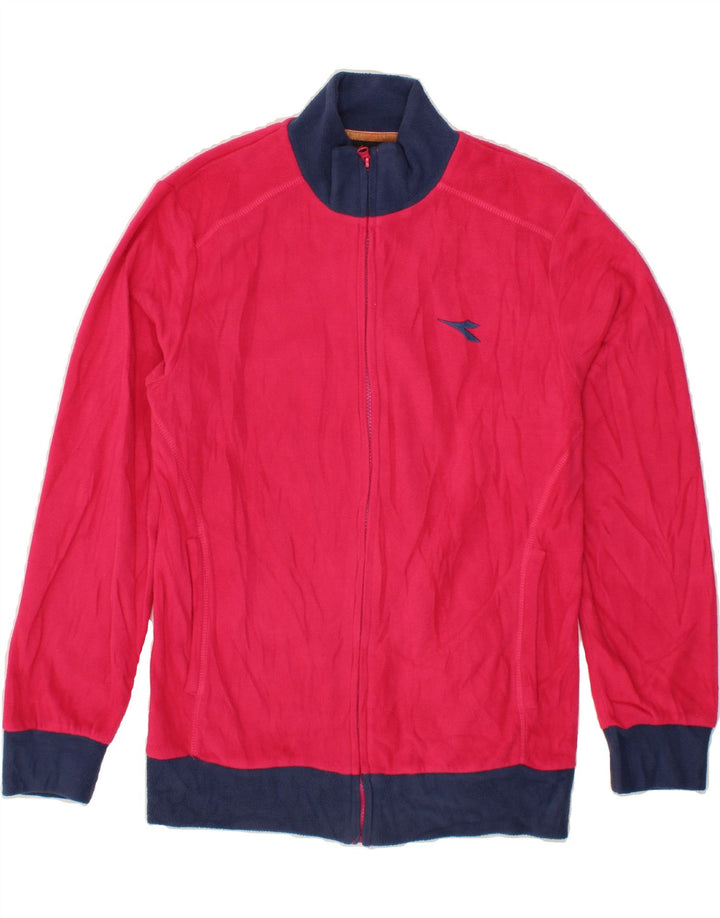 DIADORA Womens Fleece Jacket UK 18 XL Pink Colourblock Polyester Vintage Diadora and Second-Hand Diadora from Messina Hembry 