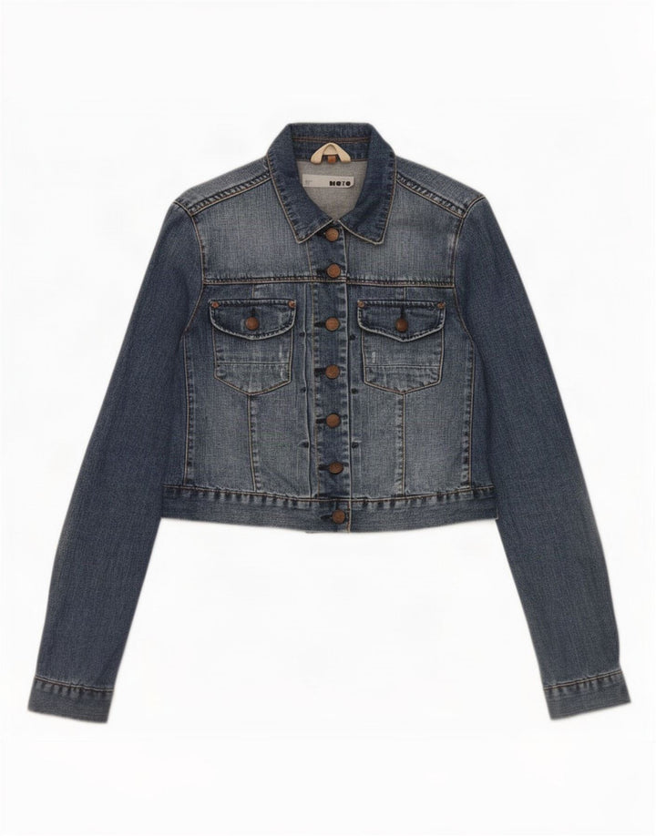 Topshop Chaqueta vaquera corta para mujer UK 12 Algodón azul medio