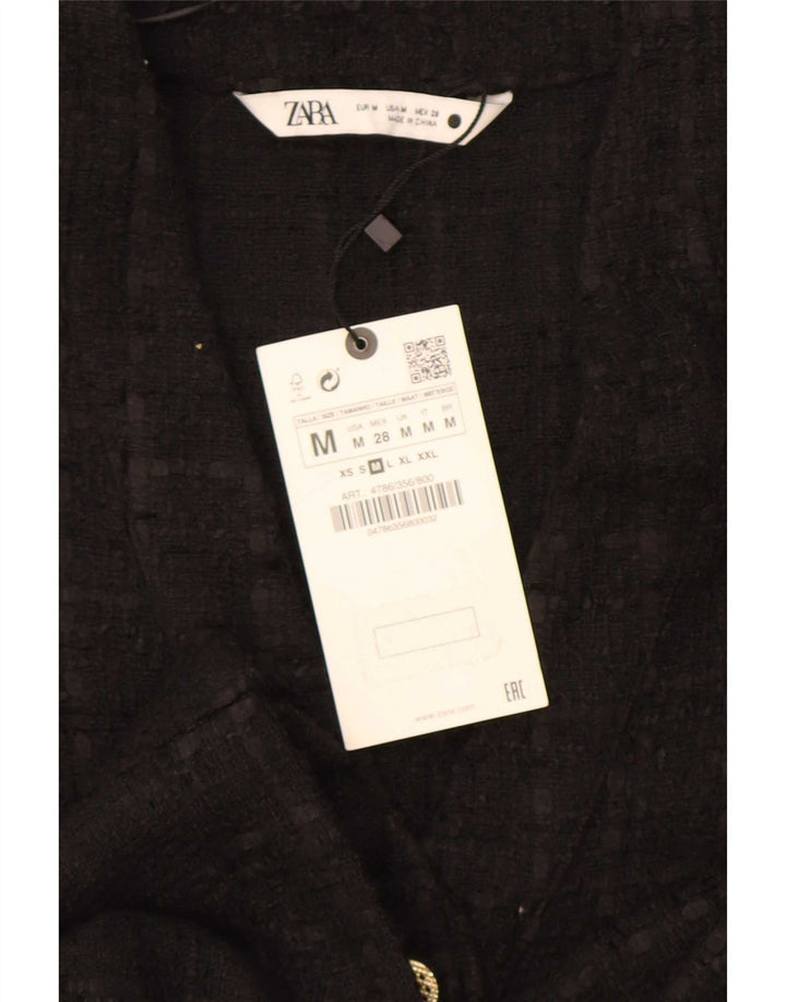 Zara Chaqueta Blazer De 6 Botones para Mujer UK 44 Poliéster A Cuadros Negro Mediano