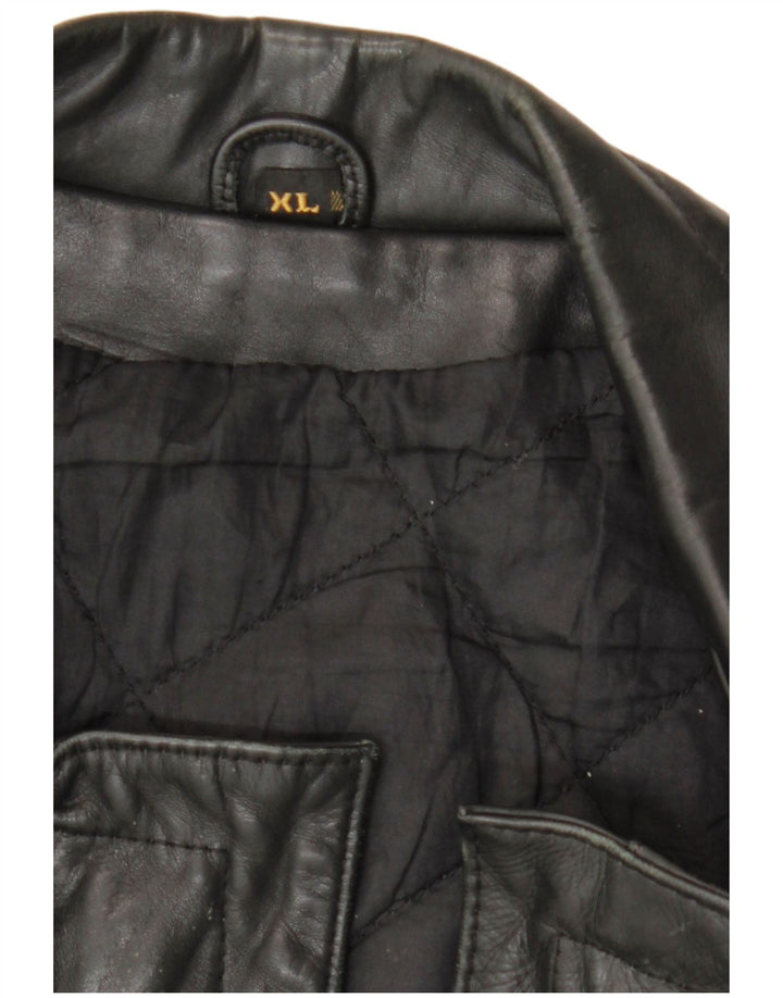 Vintage hombres chaqueta de cuero militar Reino Unido 42 XL negro