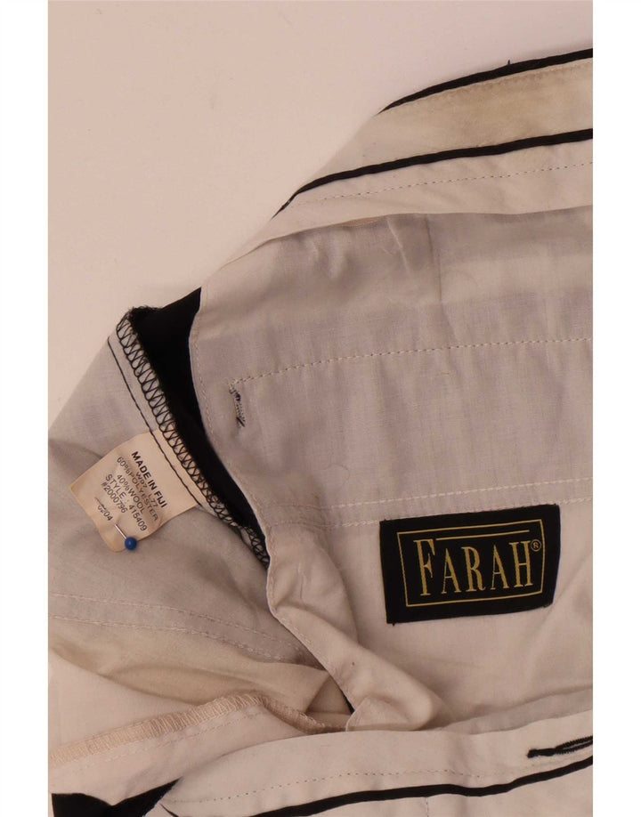 Farah Pantalón de traje con pinzas para hombre W38 L30 Poliéster negro