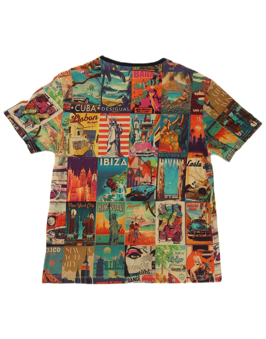 Desigual Hombre Camiseta Gráfica Top Small Patchwork Multicolor
