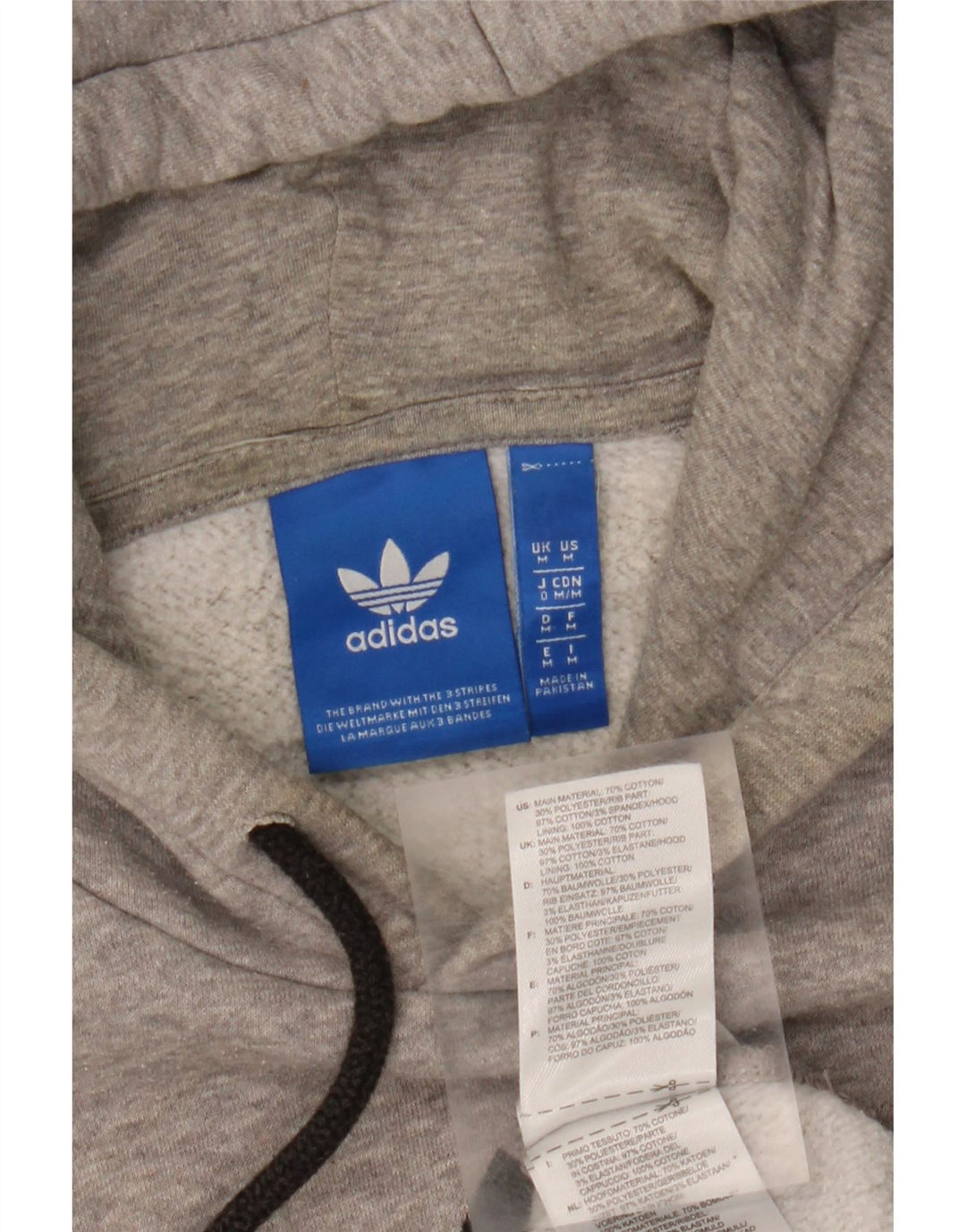 ADIDAS Mens Graphic Hoodie Jumper Medium Grey Cotton