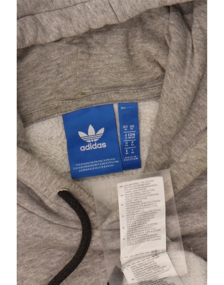 ADIDAS Mens Graphic Hoodie Jumper Medium Grey Cotton