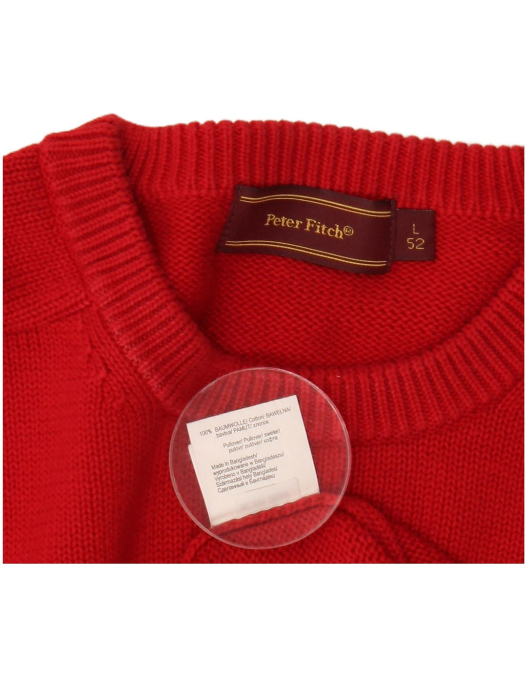 Peter Fitch - Jersey de cuello redondo para hombre, talla grande, algodón rojo