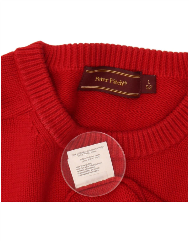 Peter Fitch - Jersey de cuello redondo para hombre, talla grande, algodón rojo