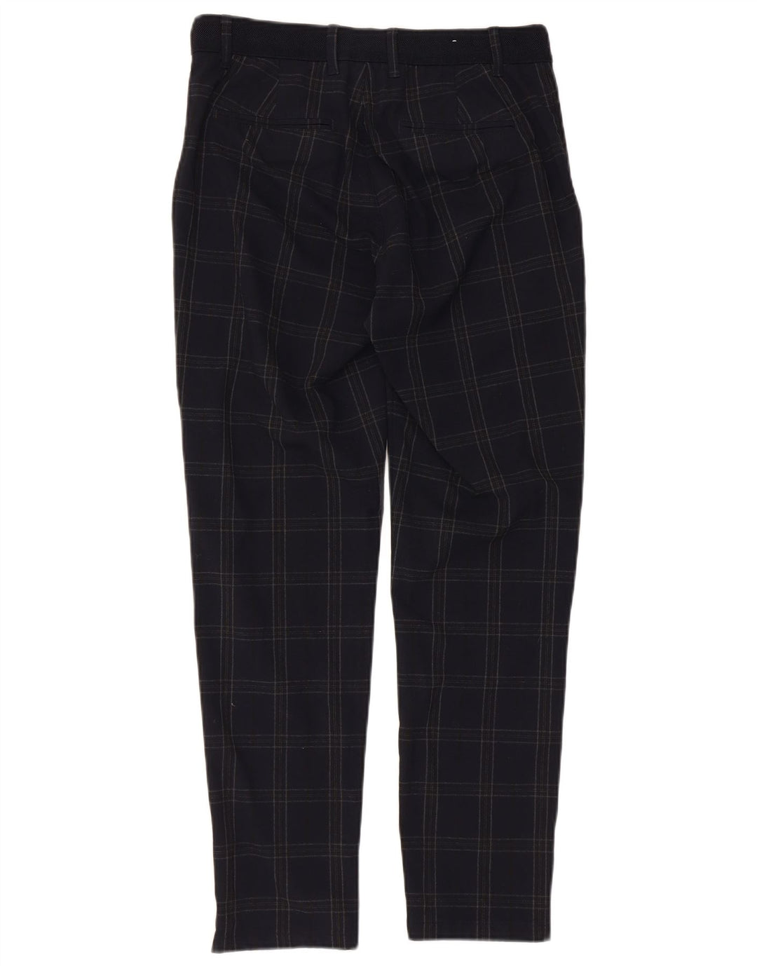 ZARA Pantalón chino slim para hombre Small W30 L29 Poliéster a cuadros azul marino