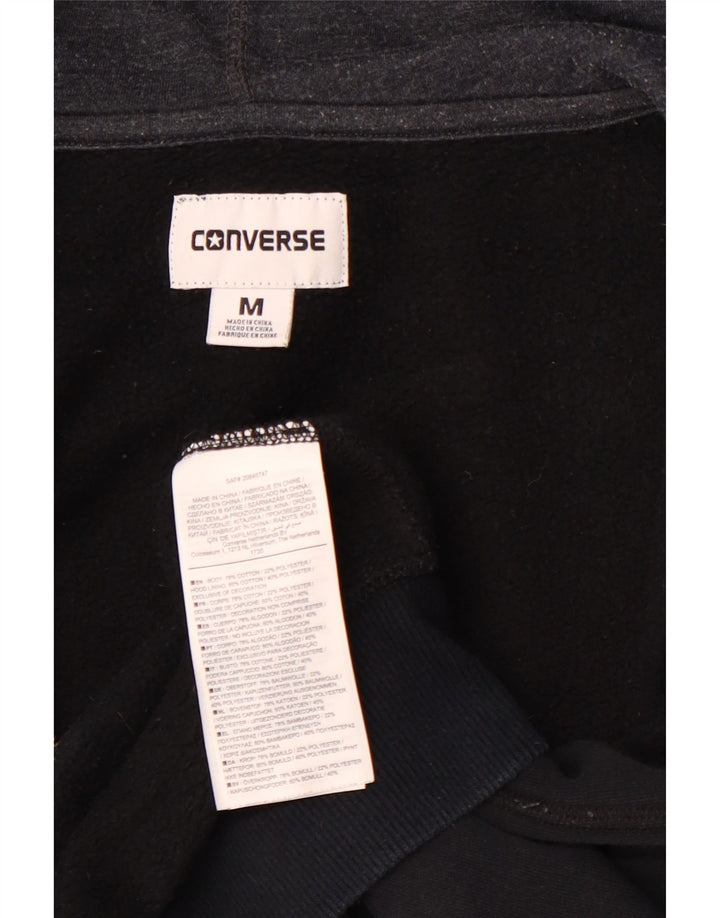 CONVERSE Suéter con capucha y cremallera Chuck Taylor para mujer UK 14 Mediano Algodón negro