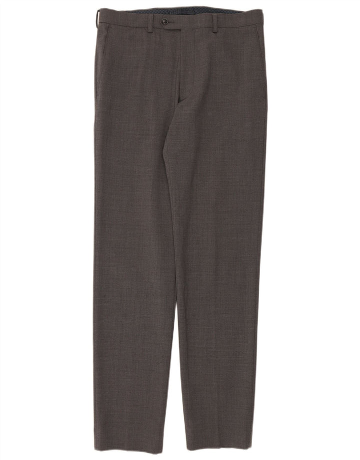 Marks & Spencer Pantalones de traje ajustados y entallados para hombre W32 L33 Lana gris
