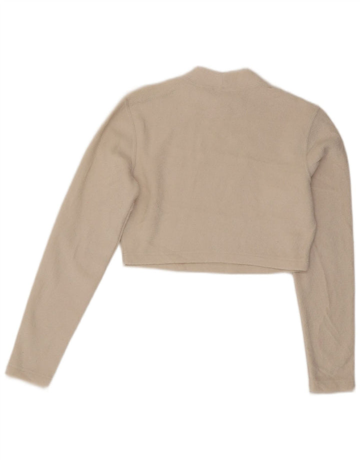 Nike Top corto de terciopelo para mujer, manga larga, Reino Unido 12, poliéster blanco medio