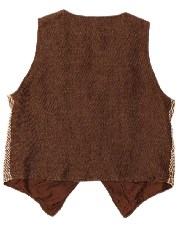 VINTAGE Chaleco de mujer Reino Unido 16 Espiga marrón grande