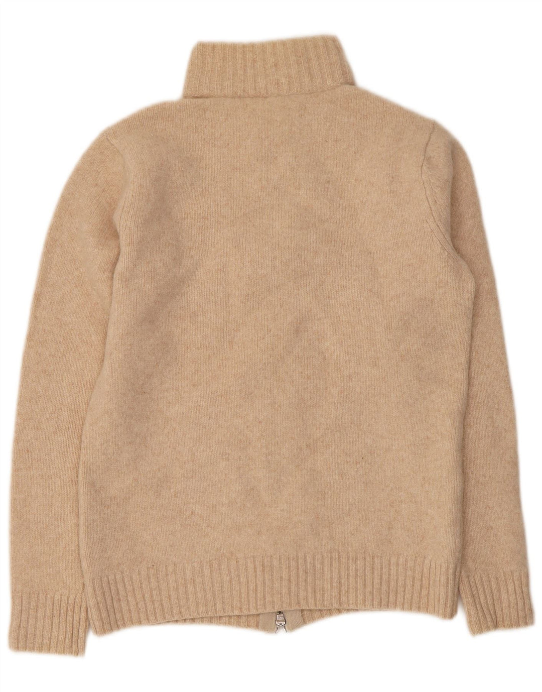 Armani Mujer Cárdigan Suéter UK 12 Medio Beige Lana Virgen