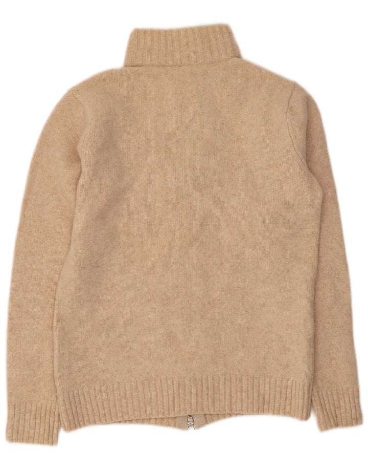 Armani Mujer Cárdigan Suéter UK 12 Medio Beige Lana Virgen