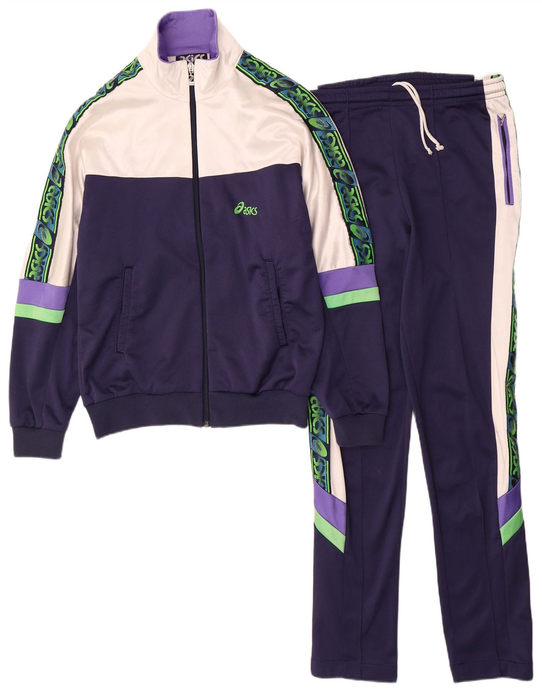Chándal completo Asics para mujer IT 46 Large Azul marino Colorblock Poliamida