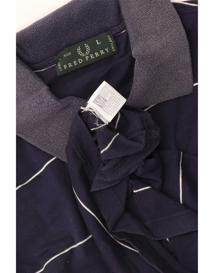 Fred Perry Polo para hombre de algodón a rayas azul marino grande